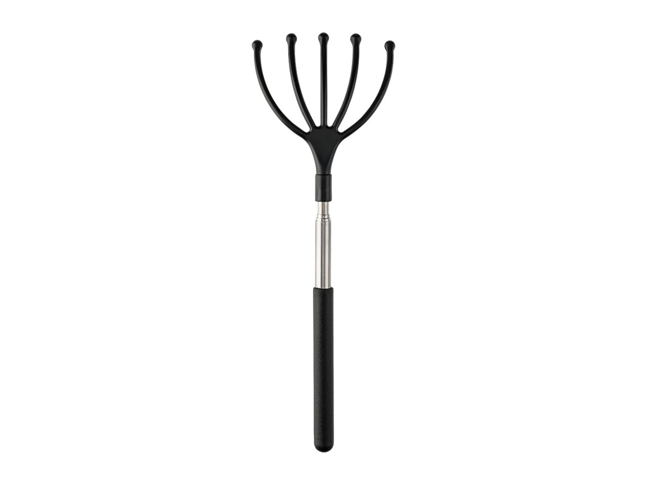 Black telescopic back scratcher with a five-pronged head