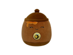 Plush honey pot with a smiling face and a small bee