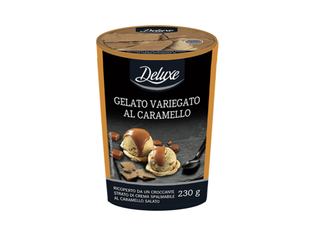 Gelato variegato al caramello salato