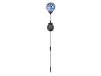 Piquet solaire décoratif avec boule en mosaïque bleue et panneau solaire.