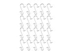 A grid of metal S-hooks, ideal for hanging ornaments or kitchen utensils.