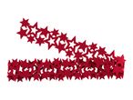 Red felt star garland on a white background.