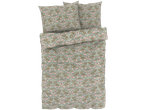 A duvet cover set with pillowcases in a floral pattern.