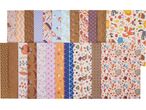 Комплект от 20 листа двустранна хартия за скрапбукинг с есенни и животински мотиви.