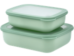 SILVERCREST® Food Container Set: Two light green rectangular food containers with translucent lids.