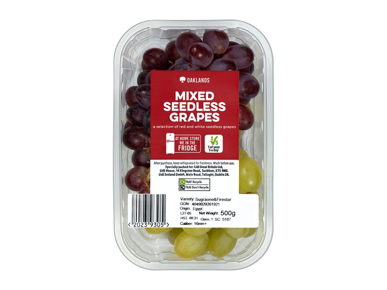 Oaklands mixed seedless grapes: red and green.