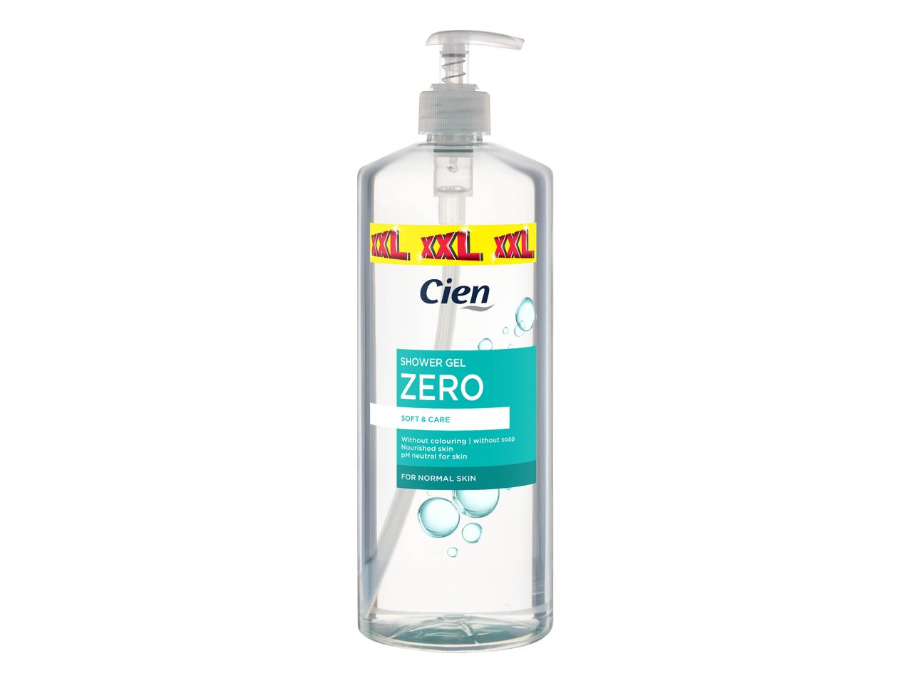 Gel douche Cien Zero XXL pour peaux normales.