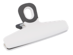A white and gray kitchen bag clip.