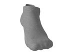 Single grey ankle sock, shown on a foot model, angled to the right.