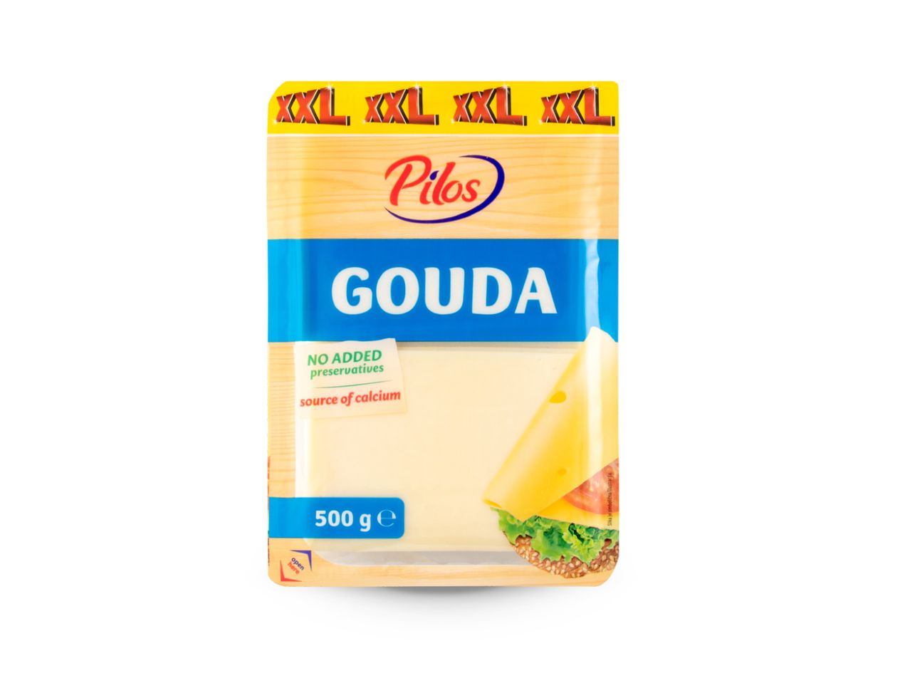 Pilos Gouda sir u listićima, 500 g, bez dodanih konzervansa, izvor kalcija.