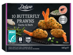 Deluxe 10 knapperige vlindergarnalen met knoflook & kruiden, diepvries, 160 g.