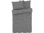 Grey bedding set with geometric pattern.