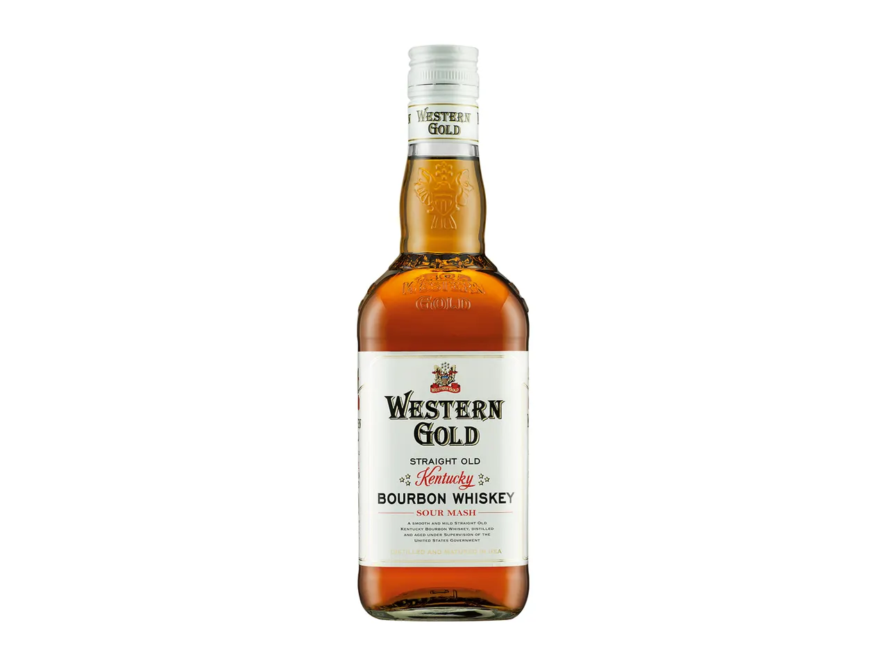 Bottle of Western Gold Kentucky Bourbon Whiskey.