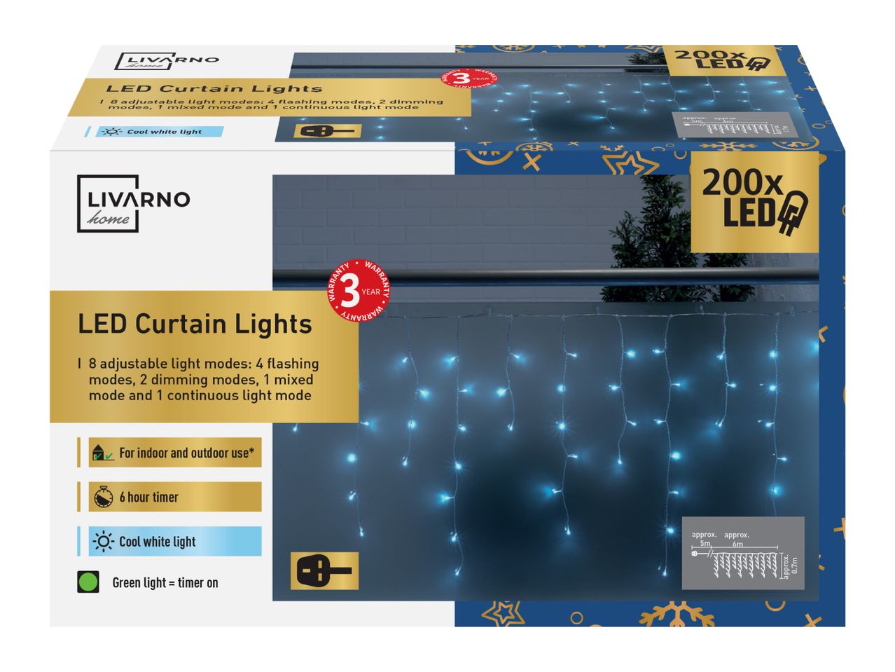 Livarno Home LED Cool White Curtain Lights