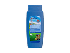 Blå 2-i-1 shampoo og shower gel til børn med blåbærduft og Paw Patrol-tema.