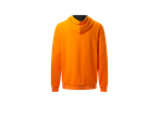 Moletom laranja com capuz.
