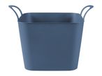 Blue plastic storage basket with handles