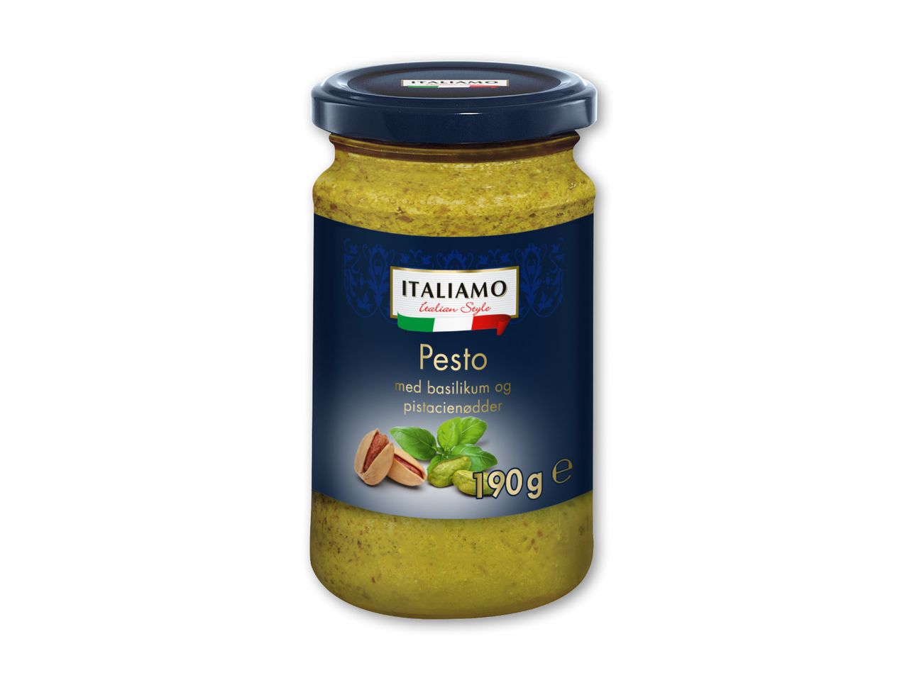 ITALIAMO Pesto med basilikum og pistacienødder (190g).
