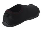 Black water shoe with red stitching, shown from a slightly elevated side angle.
