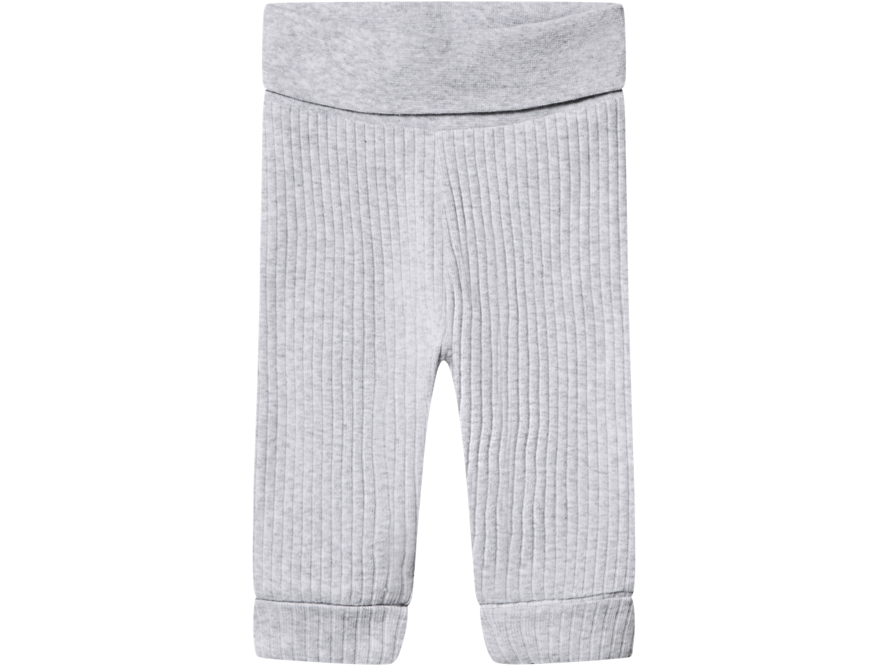 lupilu® Adjustable Baby Outfit: Light grey ribbed baby leggings with a wide, foldable waistband.