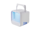 Portable white air cooler with blue light and handle