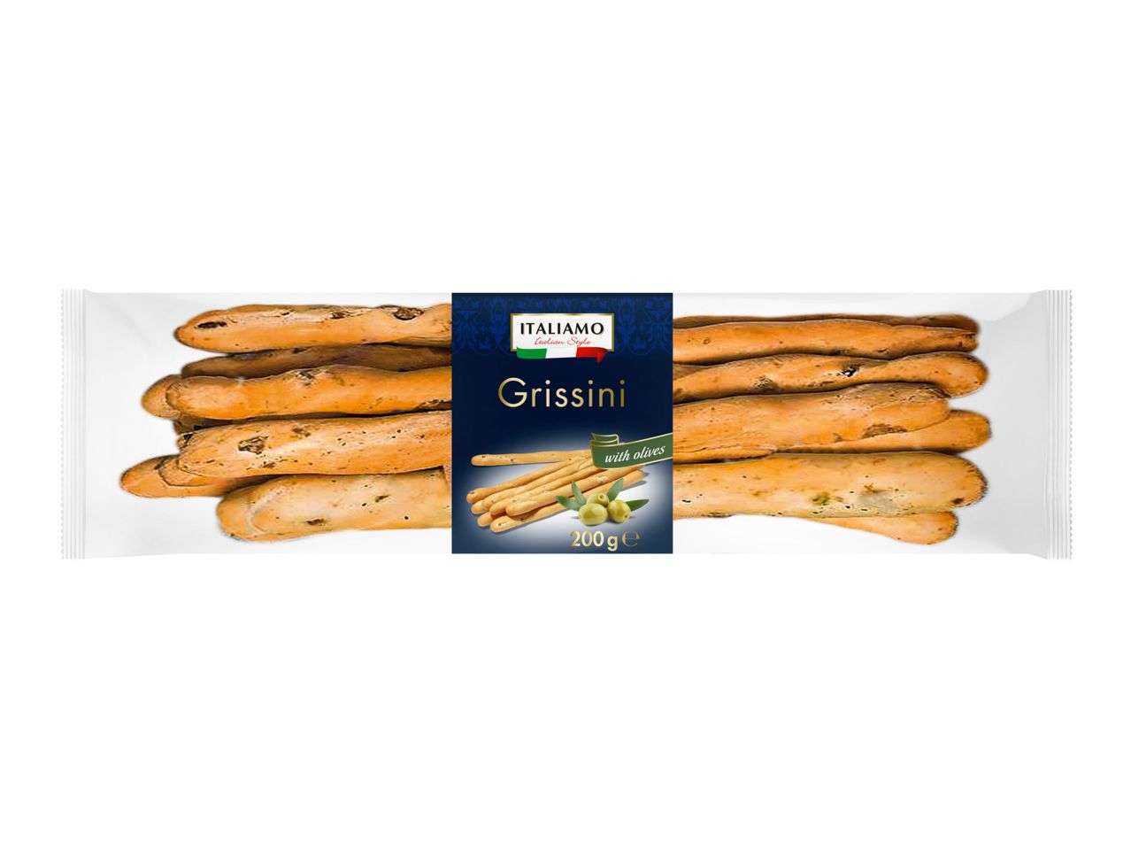 Package of Italian Grissini with olives, 200g