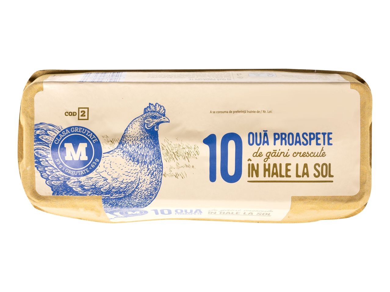 Cutie cu 10 ouă proaspete de la Hale la Sol.