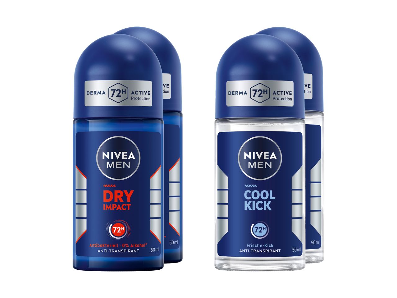 Zwei Nivea Men Deodorants, eines Power und eines Cool Kick.