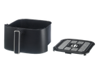 SILVERCREST® 2150W Air Fryer basket and crisper plate on a black background.