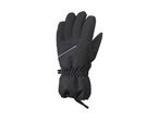 Black winter glove with reflective stripe and adjustable wrist strap