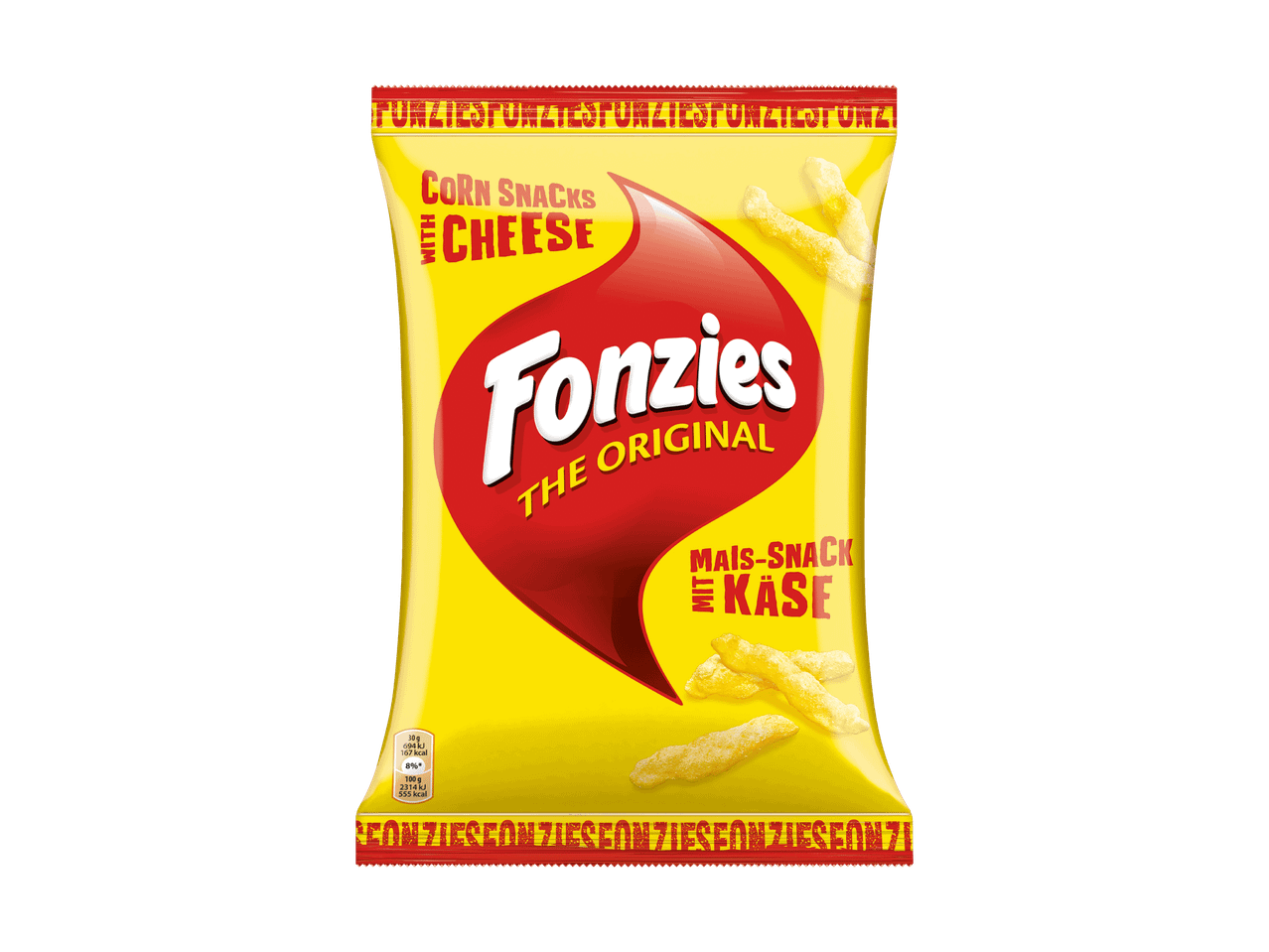 Paquet de Fonzie's, des snacks de maïs au fromage.