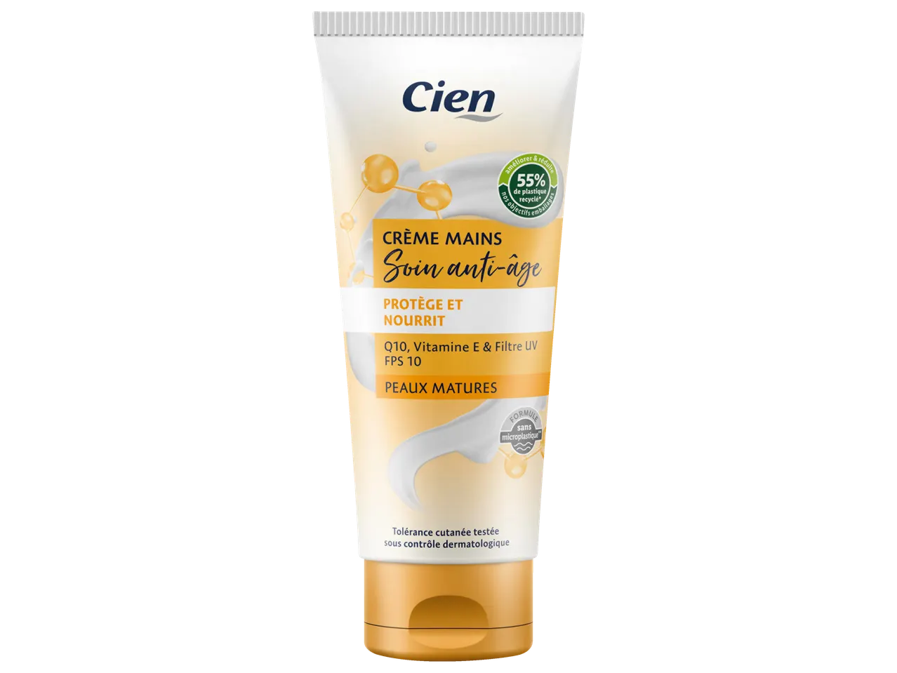 Crème mains Cien anti-âge : protège et nourrit les peaux matures.