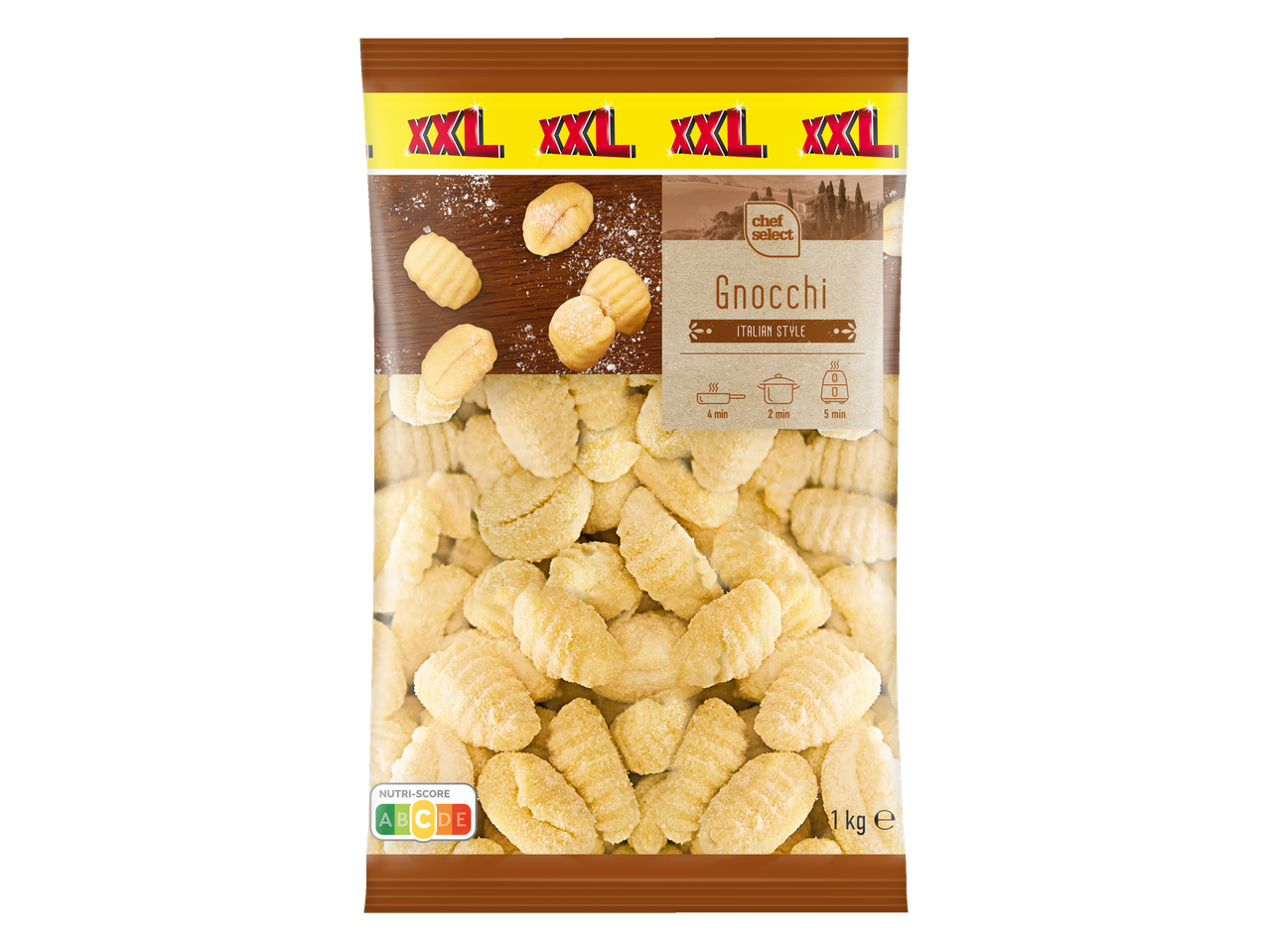 Gnocchi Chef Select XXL estilo italiano, pacote de 1 kg.
