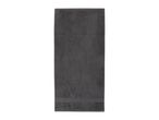 Dark grey bath towel with a subtle striped border