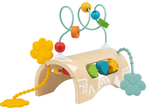 Lupilu wooden activity arch with colorful beads, shapes, and paw-shaped teethers.