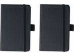 Two black notebooks A6 with elastic closures.