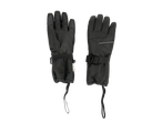 Pair of black ladies' ski gloves with adjustable wrist straps and reflective details.