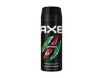 Μαύρο σπρέι σώματος Axe Africa με πράσινες και κόκκινες ρίγες.