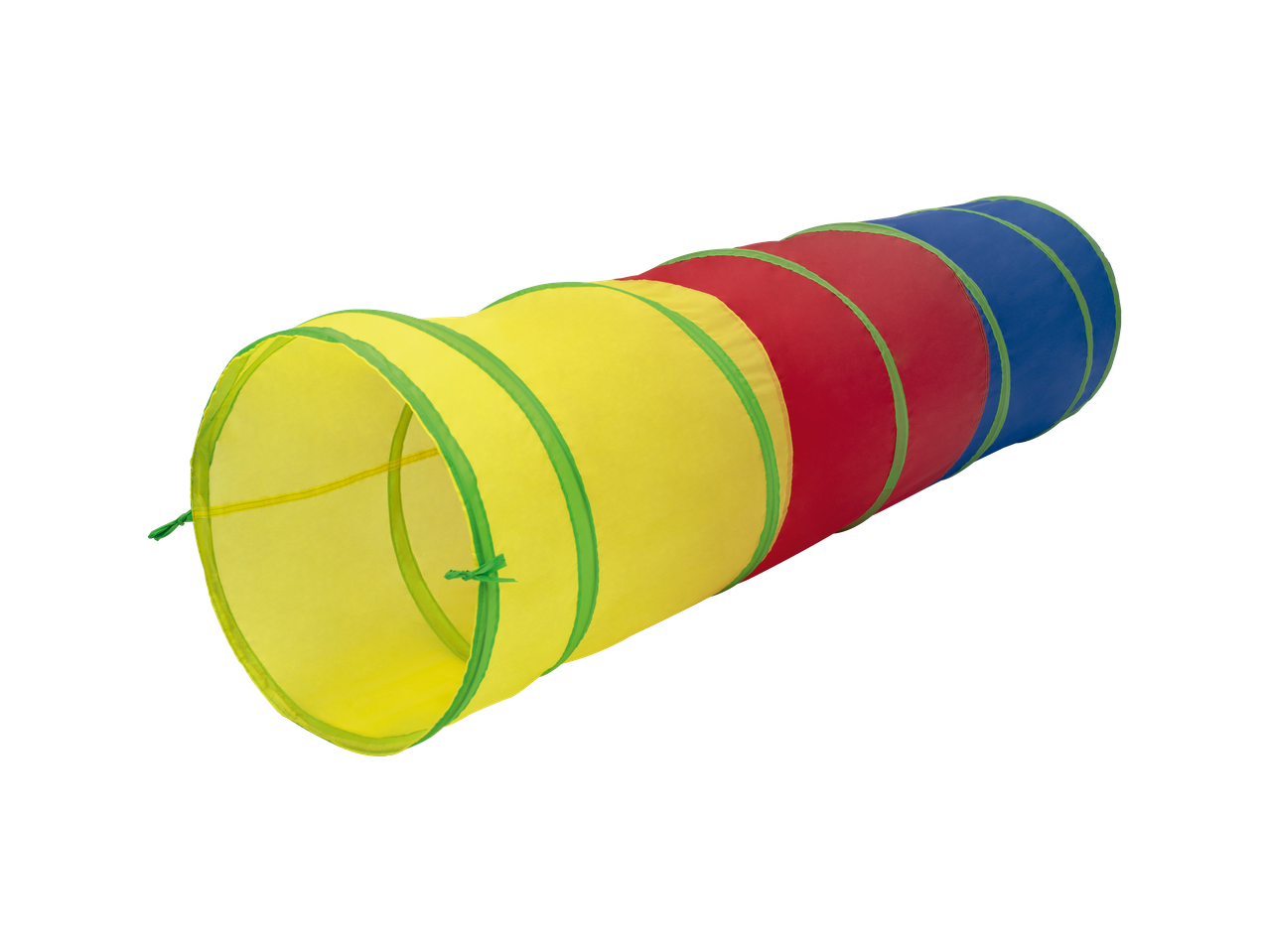 Šareni tunel za igru u žutoj, crvenoj i plavoj boji.