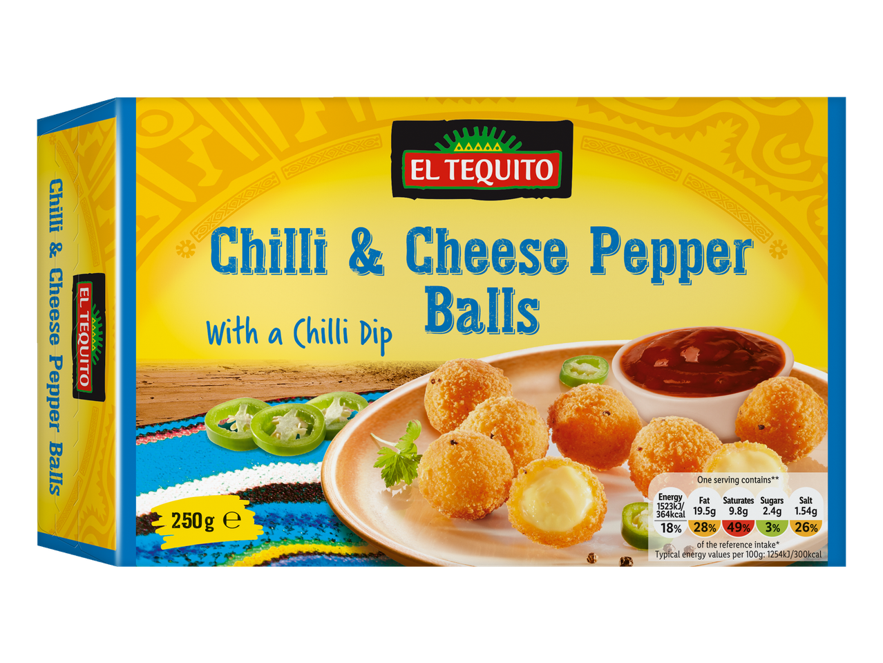 El Tequito Chilli & Cheese Pepper Balls with chilli dip.