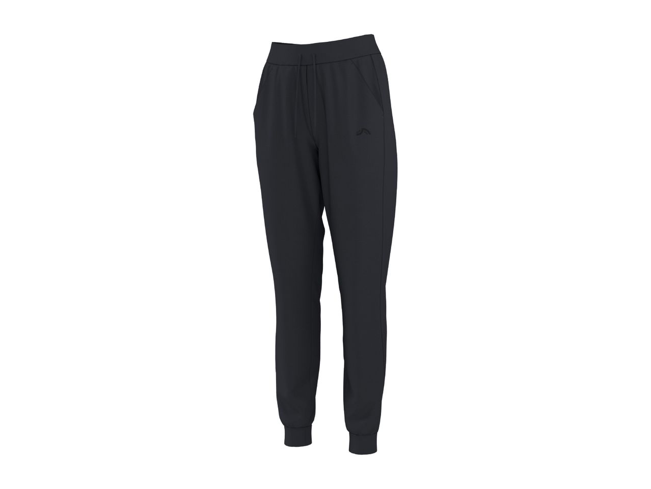 Dark grey women's joggers with an elastic waistband and cuffed ankles.