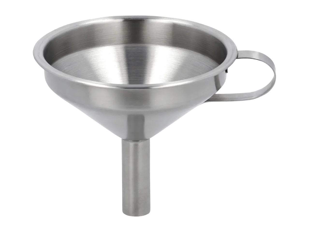 Stainless steel kitchen funnel with a handle