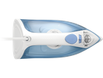 Ferro a vapor Philips em branco e azul, visto de cima