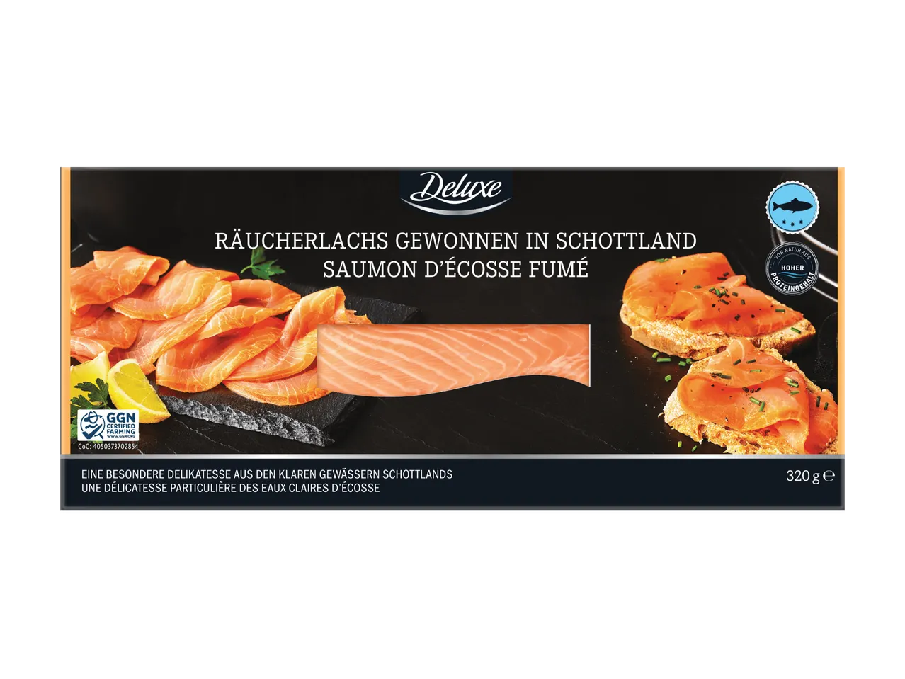 Deluxe Räucherlachs aus Schottland, 320g Packung