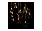 Warm white LED star string lights on a black background