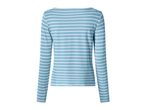 Women's long-sleeved striped top in light blue and white