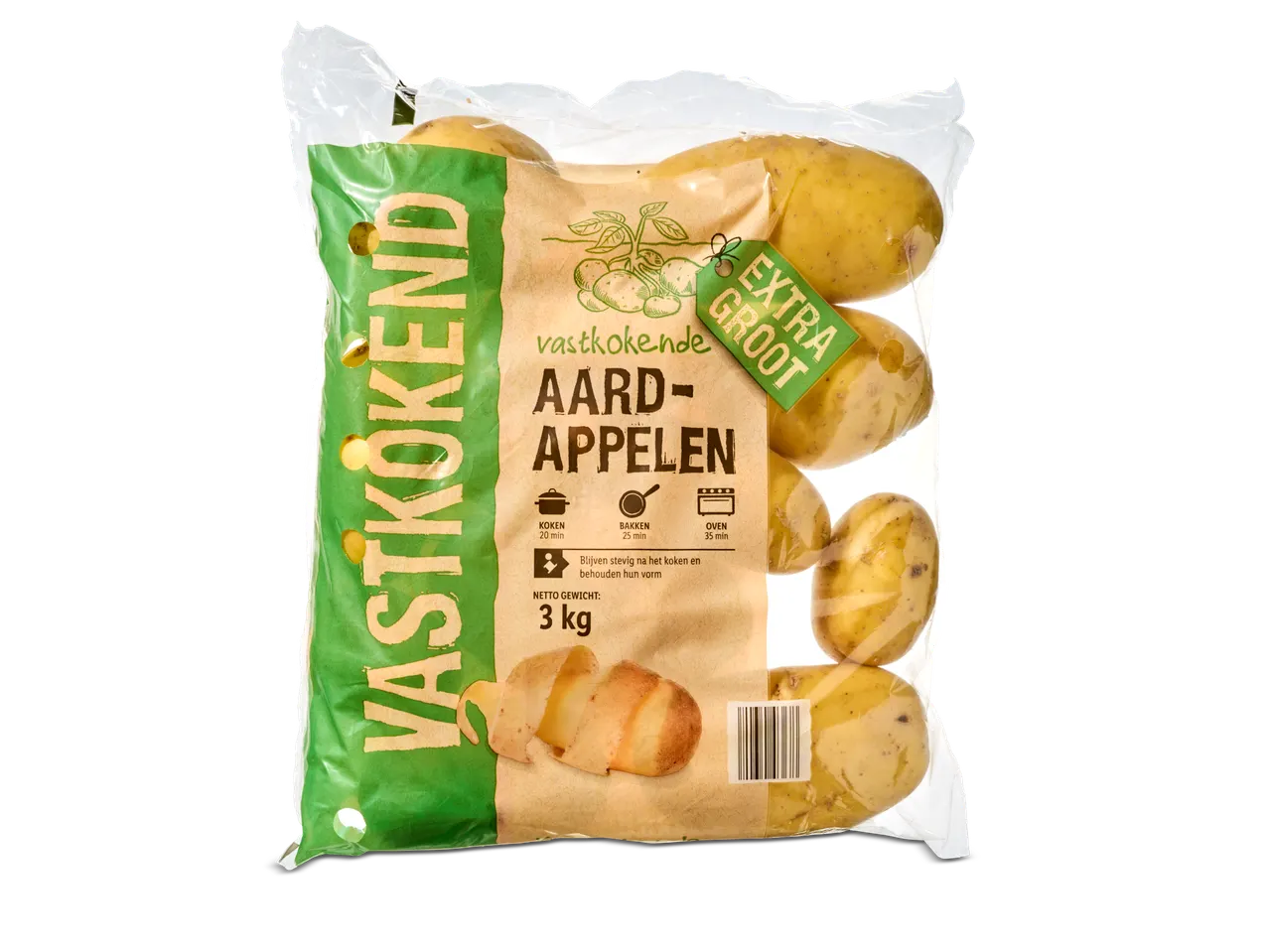 Vastkokend extra grote aardappelen, 3 kg.