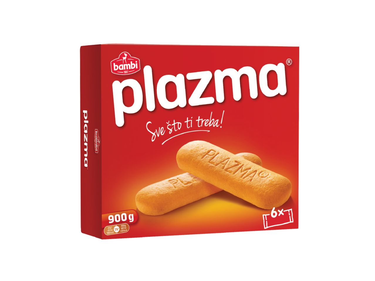 Kutija Plazma keksa sa natpisom 'Sve što ti treba!' i slikom keksa.