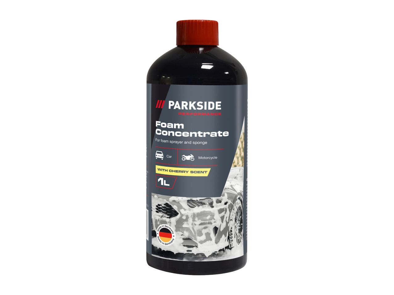 Foam concentrate for car and motorcycle with cherry scent, 1L, Made in Germany