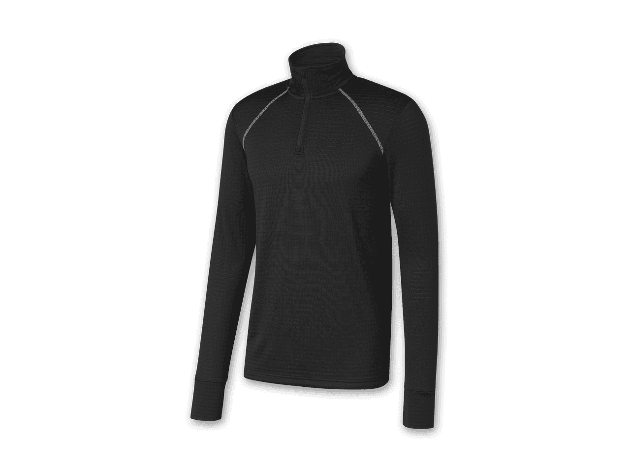 Schwarzes Langarmshirt mit Reißverschluss und Stehkragen